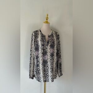 Elegant Black and White Women's Leopard Long Sleeve Top Size XL